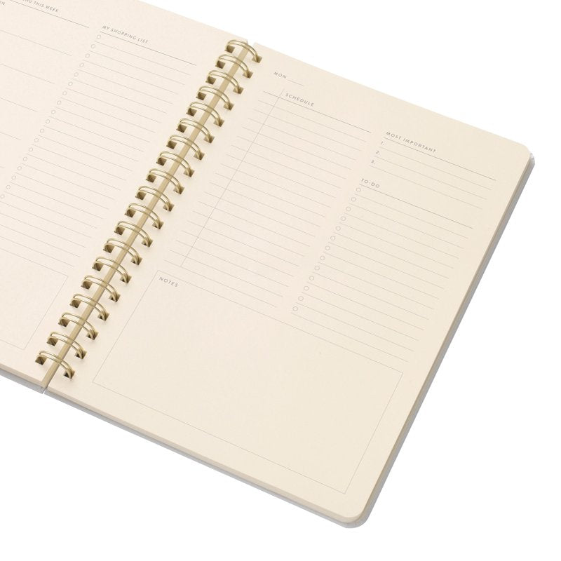 Undated Spiral Productivity Planner with Floral Cover - B5 Size, Mustard