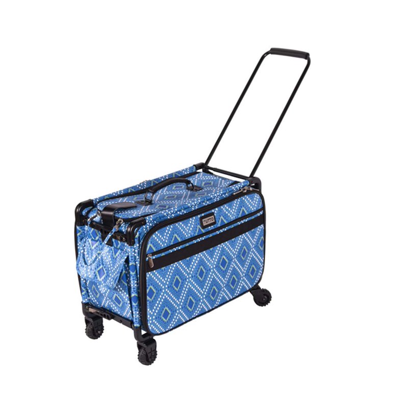 Travel Sewing Machine Case on Wheels - Lightweight, Collapsible, 28-Inch Blue