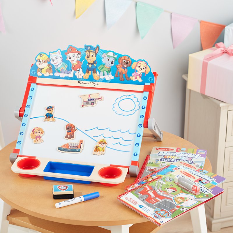 Melissa & Doug PAW Patrol Wooden Double-Sided Tabletop Art Easel for Kids