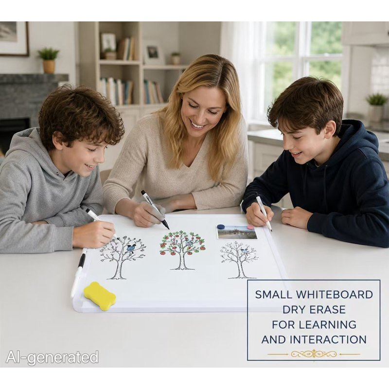 Double-Sided Dry Erase Whiteboard 12x16 Inch with Accessories - Portable & Reusable