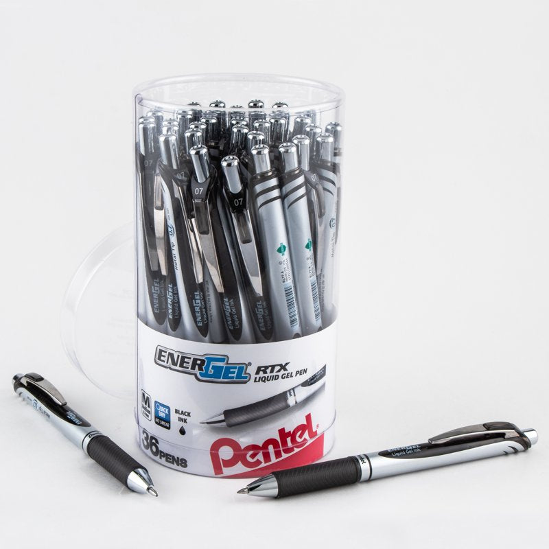 Gel Pen Set 36 Pack - Smooth Black Ink, 0.7mm Medium Line, Refillable