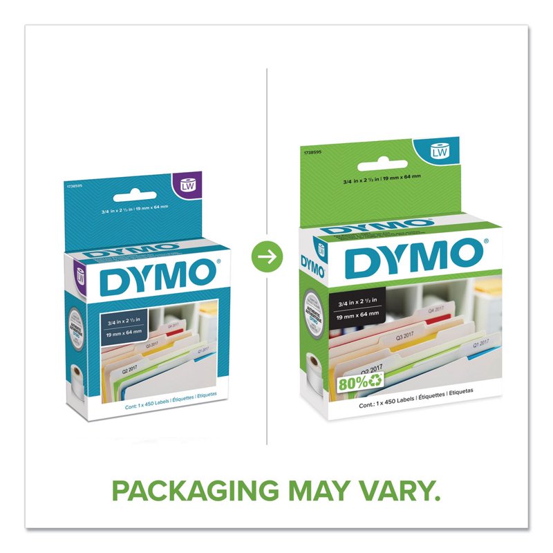 DYMO LabelWriter Barcode Labels 3/4 x 2 1/2 White 450 Labels/Roll