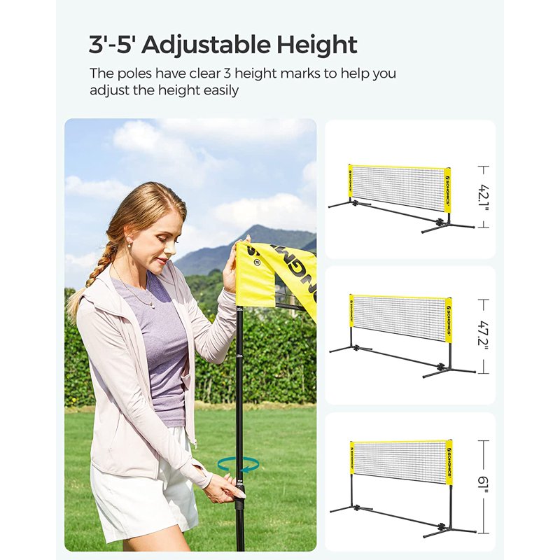SONGMICS 13 ft Portable Badminton Net Set with Poles - Indoor/Outdoor