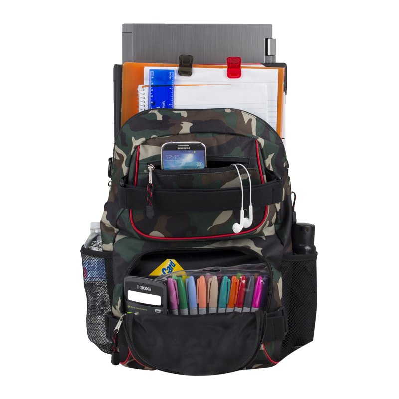 Skater Backpack with Double Straps & Laptop Sleeve – Durable Camo School Bag