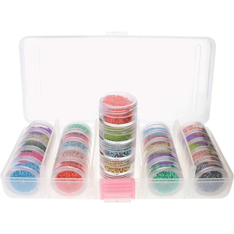 Stackable Bead Storage Case with 25 Removable Jars and Lids