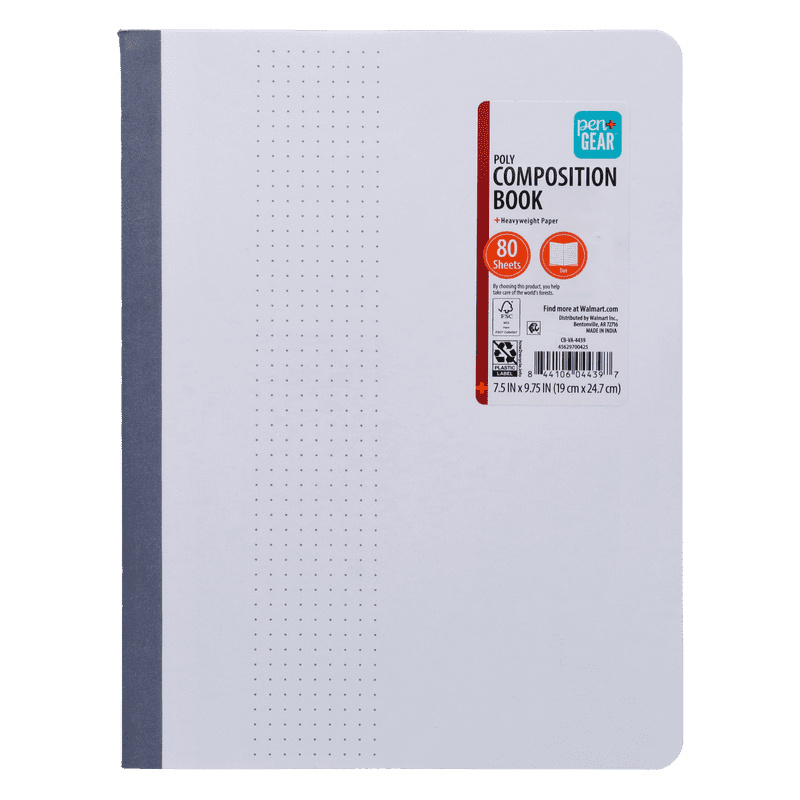 Poly Cover Dot Ruled Composition Notebook 7.5 x 9.75 Inches - 80 Pages - 4 Pack