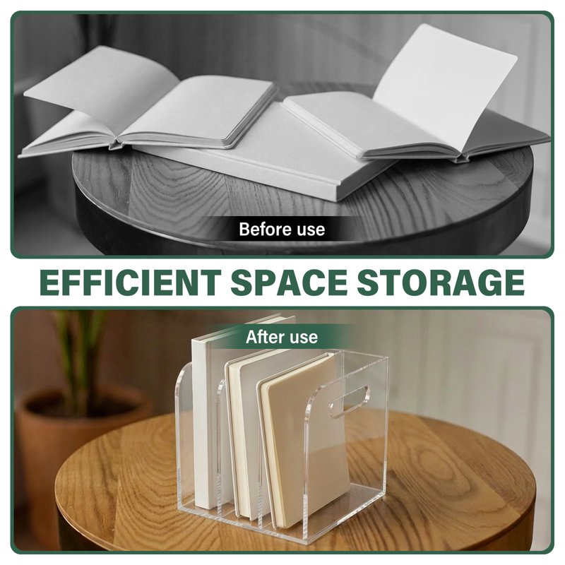 Acrylic Magazine File Holder with 3 or 5 Compartments Desk Document Organizer