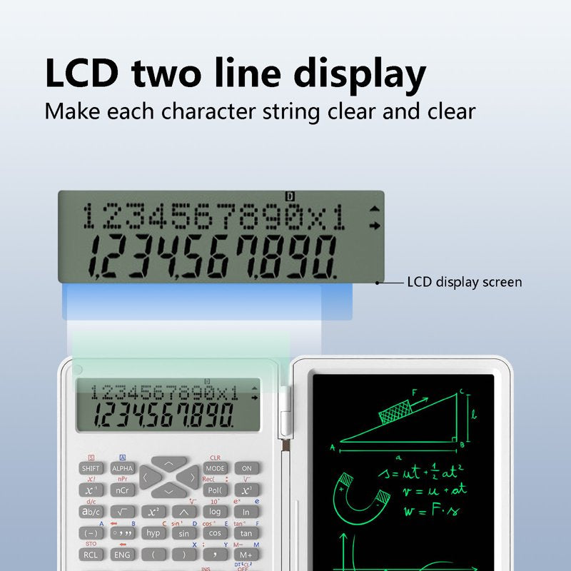Scientific Calculator with LCD Writing Tablet, 12 Digit Multifunctional Notepad for Students