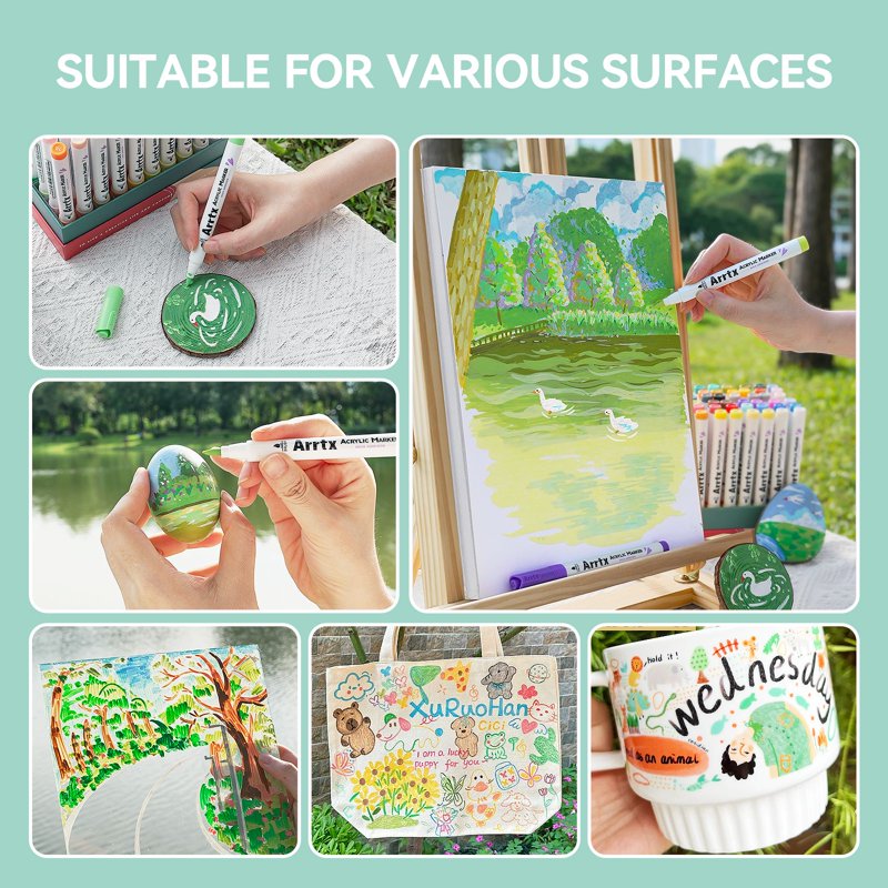 Acrylic Paint Markers Set of 60 - Water-Based, Quick Dry, Waterproof for Art & DIY