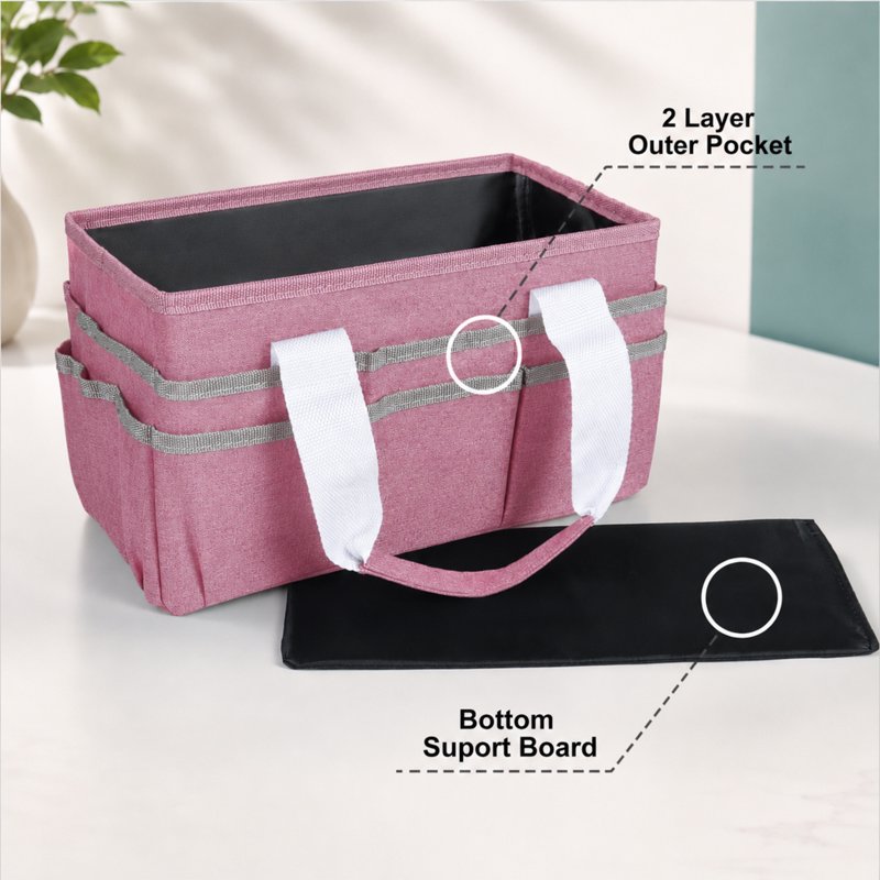 Portable Craft Organizer Tote Bag with Multiple Pockets for Art Supplies