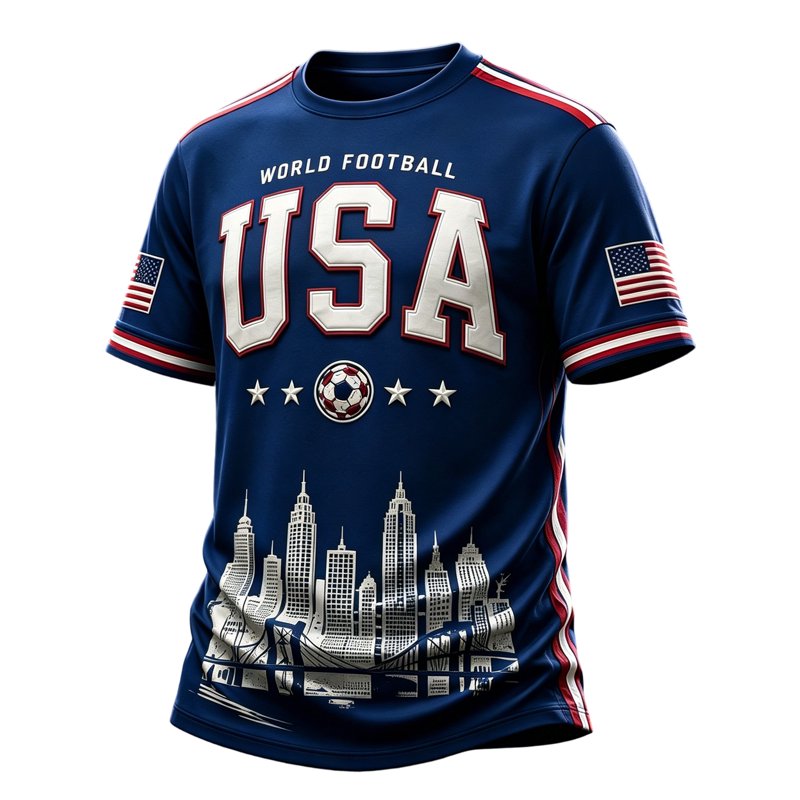USA Soccer Jersey 2026 - Navy, L - Men's Short Sleeve Crewneck Football Shirt