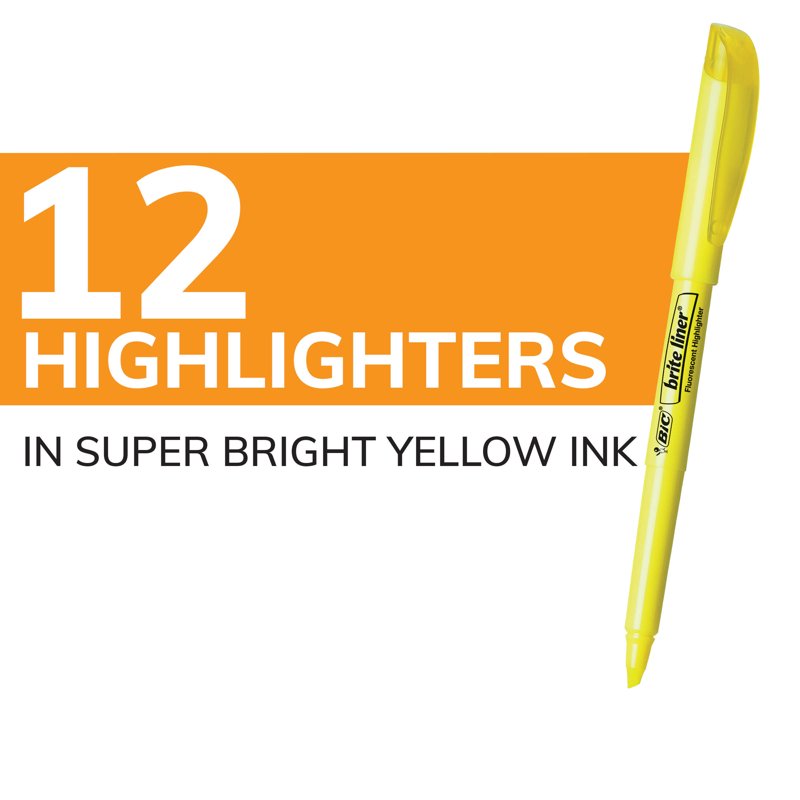 Yellow Highlighters Set with Chisel Tip - 12 Pack Office & School Supplies