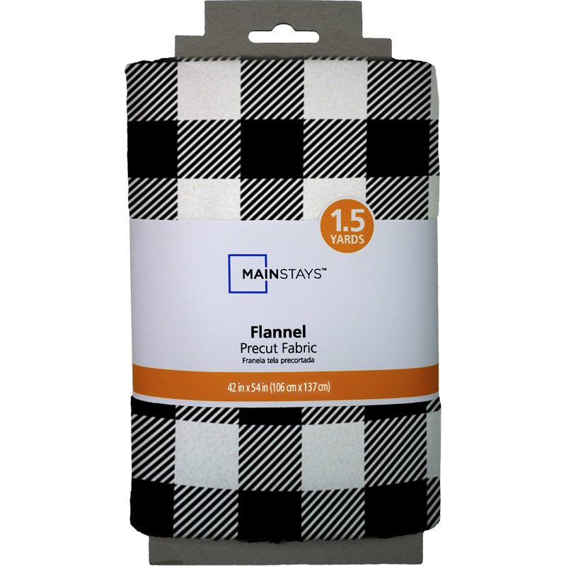 Lightweight Cotton Flannel Buffalo Plaid Fabric - 42" x 1.5 Yards, Black & White for Crafts