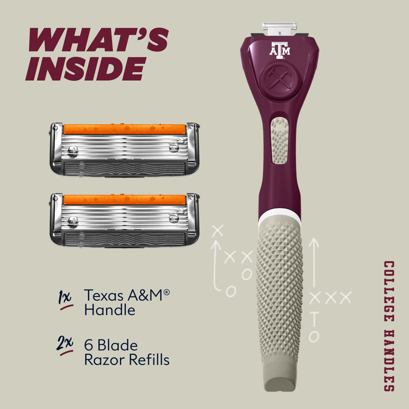 College Shaving Set with 6-Blade Razor & Custom Team Colors - Men’s Grooming Kit