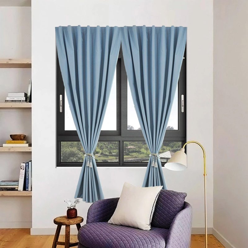 Velcro Blackout Window Curtains - No-Drill Sunshade for Bedroom & Living Room
