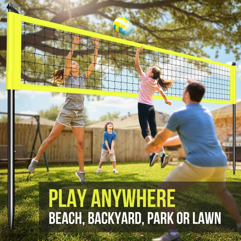 Portable Volleyball Net Set with Adjustable Poles for Outdoor Beach Play