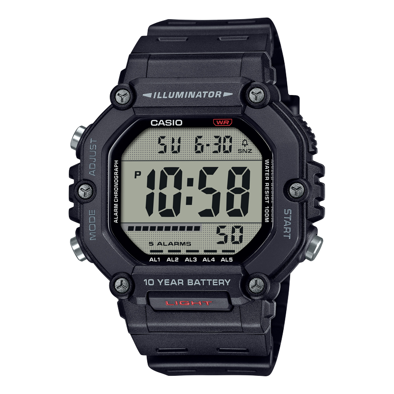 Men's Digital Wristwatch with 10-Year Battery & 100M Water Resistance