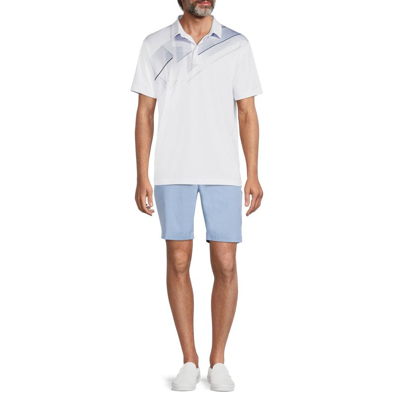 Ben Hogan Men’s & Big Men’s Diagonal Stripe Golf Polo Shirt – Bright White, L