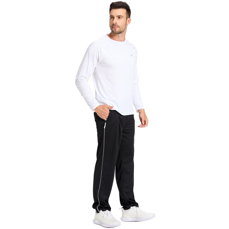Men's Athletic Mesh Running Pants with Pockets - Open Bottom Fitness Sweatpants