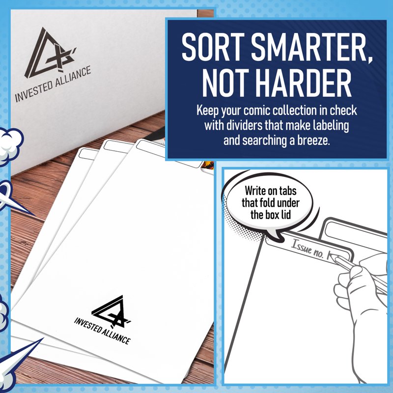 Invested Alliance 3-Pack Short Comic Book Storage Boxes with Lids & 25 White Dividers - Premium Corrugated Box Set