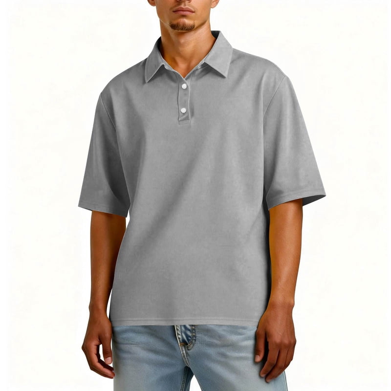 Men's Classic Fit Short Sleeve Polo Shirt with Dual Tipped Collar