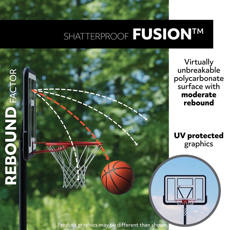Adjustable In-Ground Basketball System with 50-Inch Shatterproof Backboard - NBA Branded 7.5ft-10ft