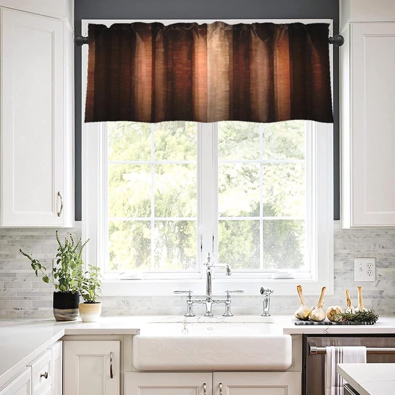 Adjustable Window Valances Set of 2 - Orange Copper, Eucalyptus, Blue & Grey Options