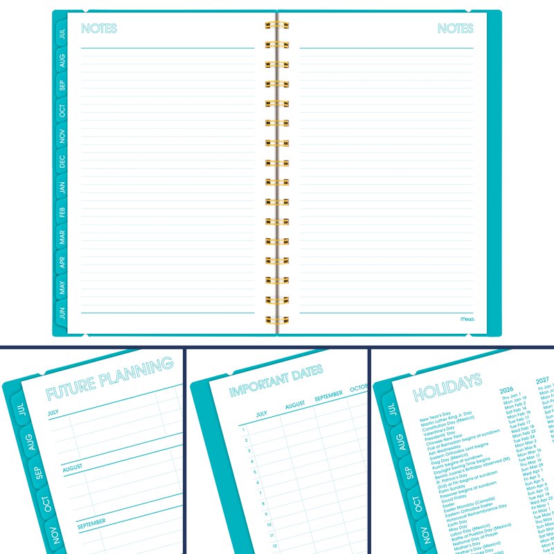 Mead Color Pop 2026-2027 Planner - Tranquil Turquoise, Small 5.5x8.5