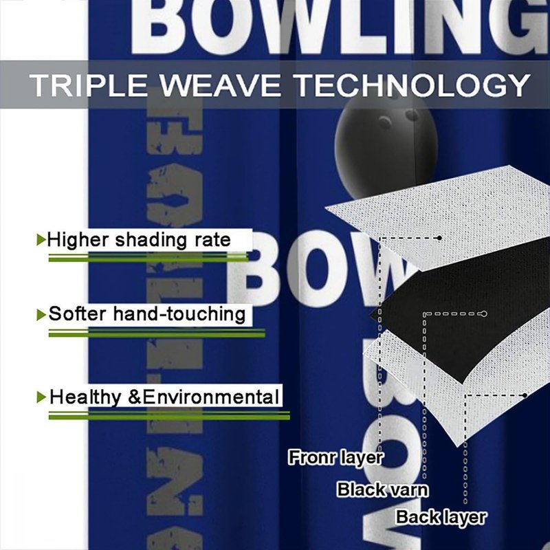 Bowling Ball Curtain Set - Kids & Teens Window Drapes with Insulation