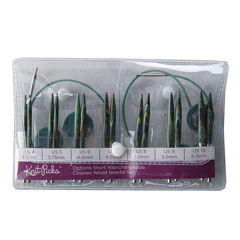 Interchangeable Wood Knitting Needle Set with Short Tips - 2.75" US Sizes 4-10
