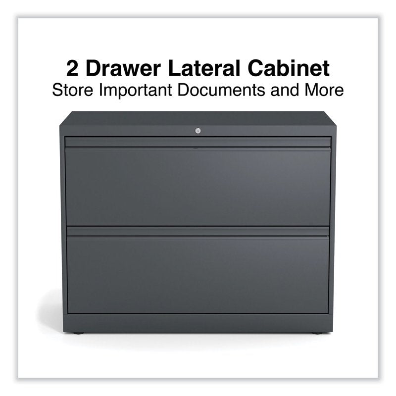 Alera 2-Drawer Lateral File Cabinet with Anti-Tip System - Charcoal, Black, Gray, Putty