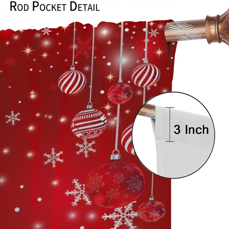 Winter Xmas Tree Glitter Print Blackout Window Curtains - 2 Panels, 84x84 Inch