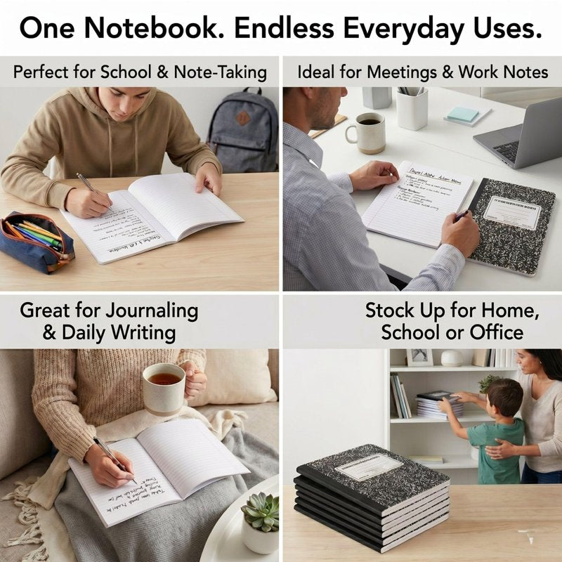 Bulk Composition Notebooks - Wide Ruled Marble Cover, 200 Pages, 50 Pack