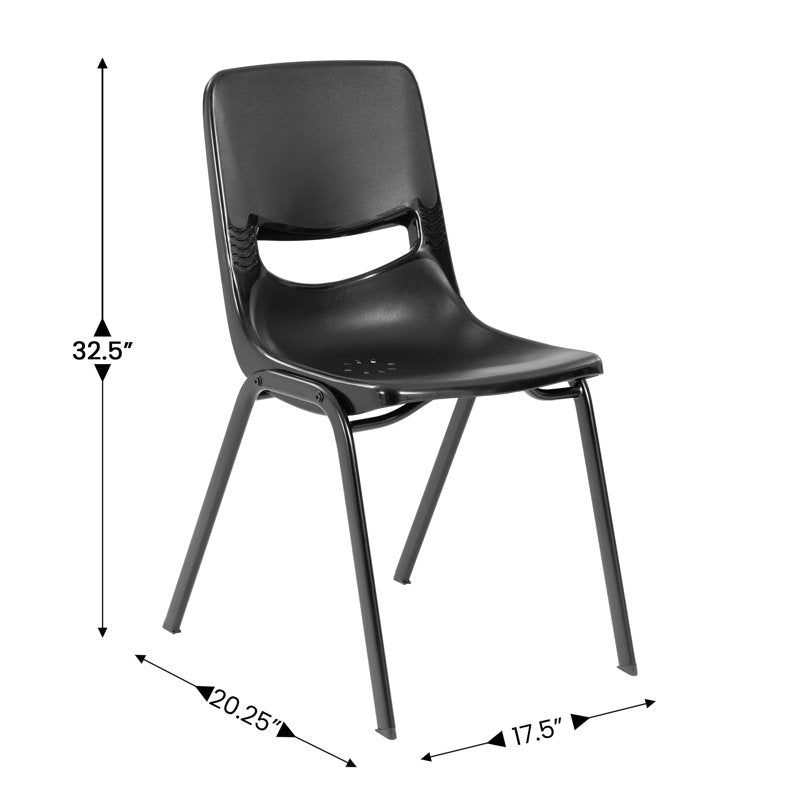 Student Desk with Classroom Stack Chair Set - Natural Top, Black Frame