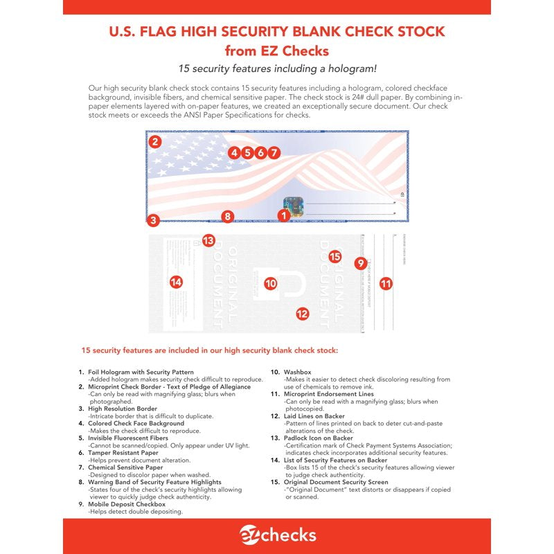 High Security Check Paper with Hologram - 500 Sheets for Checks & Payroll