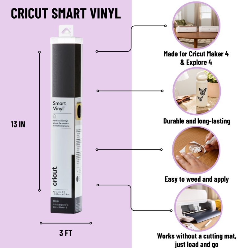 Cricut Maker 4 Cutting Machine with Rainbow Smart Vinyl Bundle for Crafts