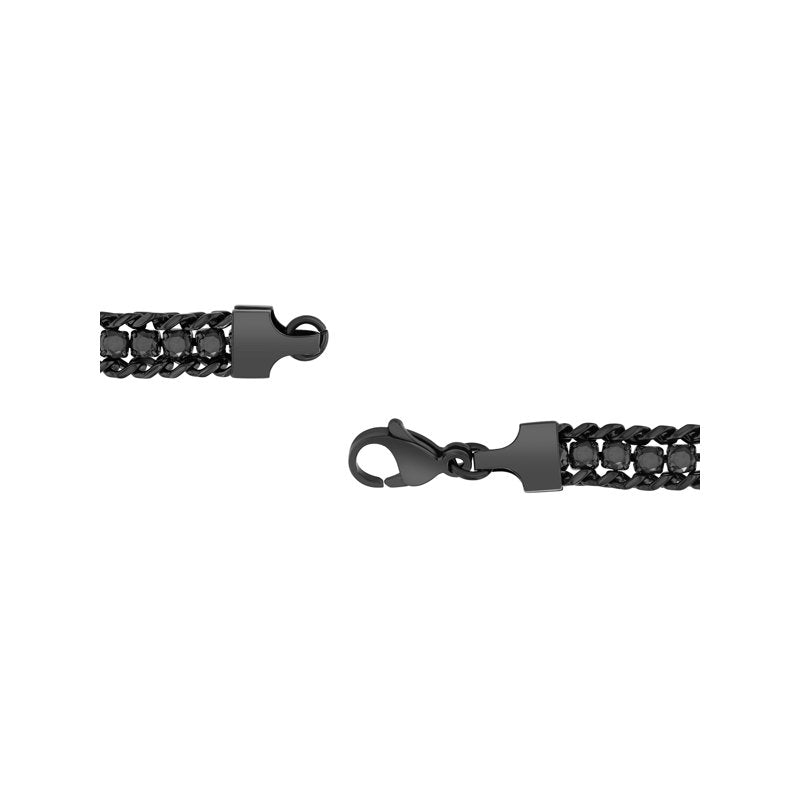 Men's Black Stainless Steel Cubic Zirconia Bracelet - Modern Men’s Jewelry