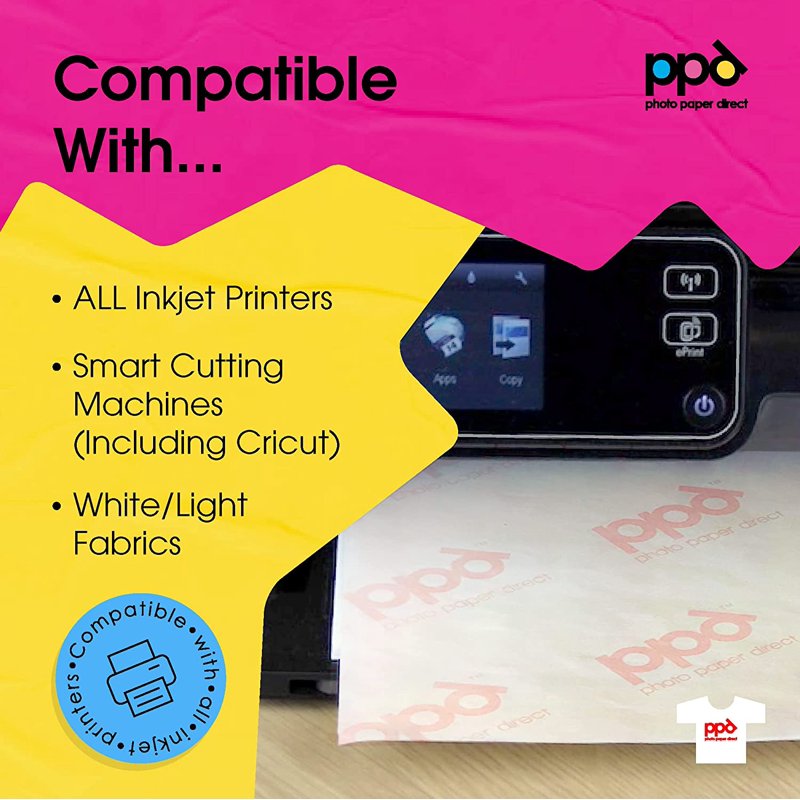 40 Sheets Printable Iron-On Transfer Paper for Fabric T-Shirts & Crafts