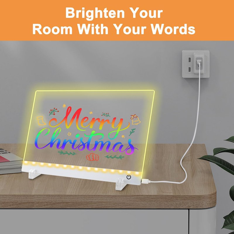 LED Acrylic Dry Erase Calendar Board with Markers - Wall & Desk Display