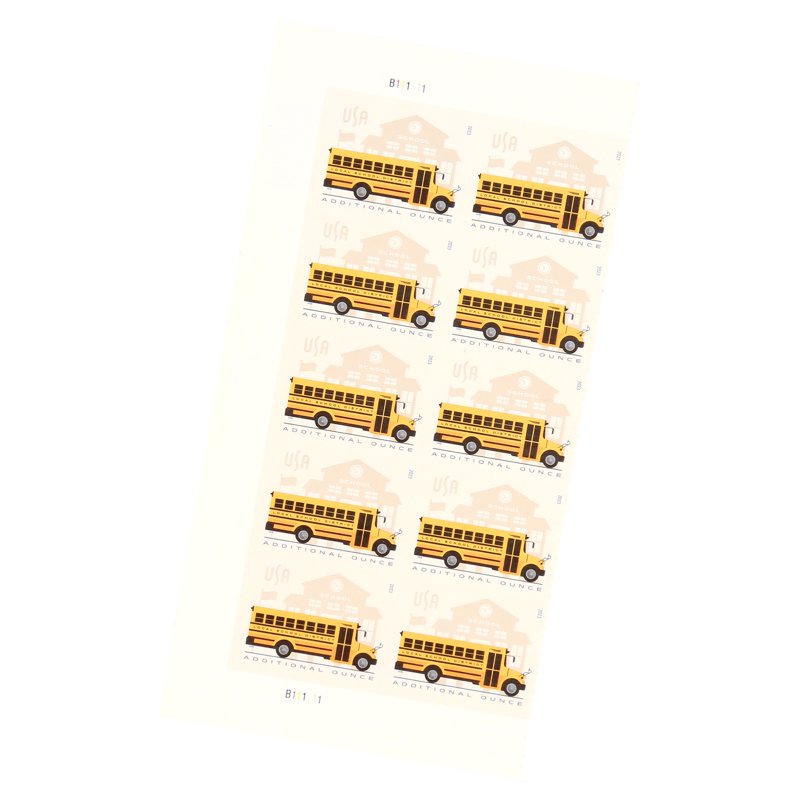 School Bus USPS Additional Ounce Postage Stamp - Set of 10