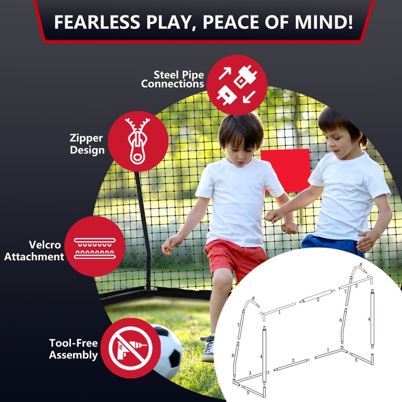 Weatherproof Metal Soccer Goal 6x4/8x5/10x6.5/12x6.5 ft, Galvanized Steel Frame, Zipper Net, Easy Assembly, 10x6.5 ft Variation