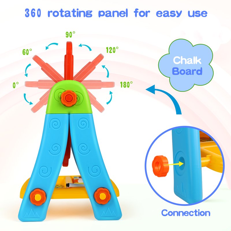 Double-Sided Toddler Art Easel with Magnetic Chalkboard & Whiteboard - Kids Gift