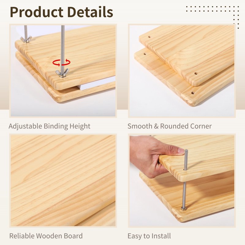 Professional Book Binding Kit with Wooden Press & Tools - 40 Pieces for DIY Repair & Creative Projects