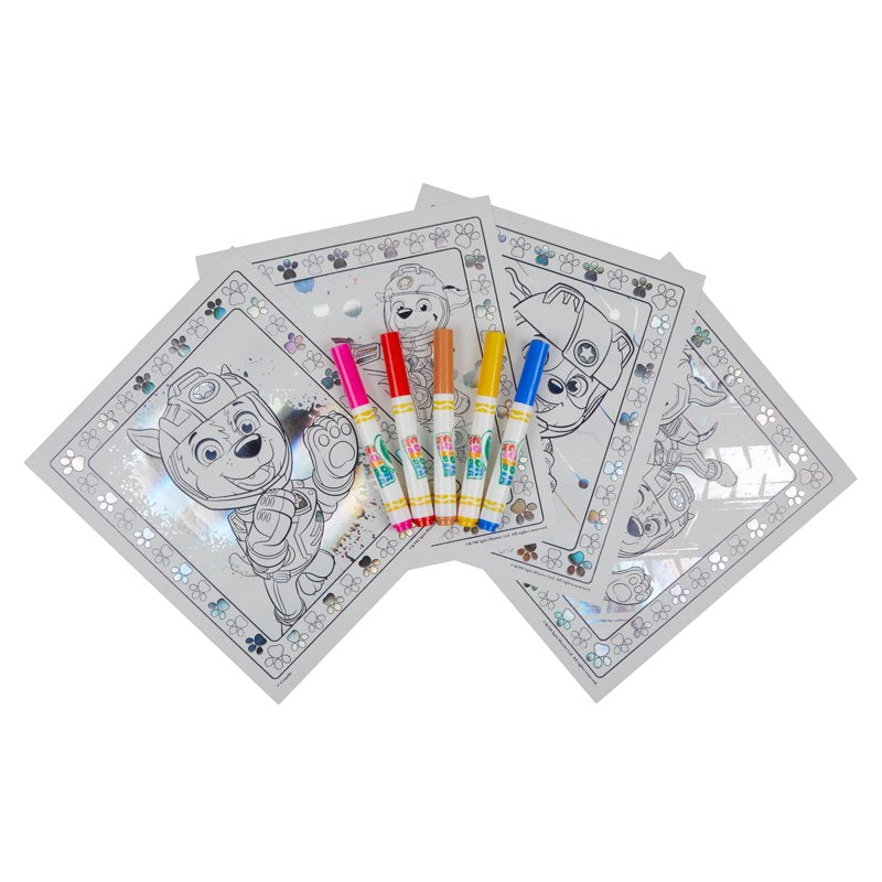 Kids Metallic Mess-Free Coloring Set with Paw Patrol Characters - 12 Pages & Markers