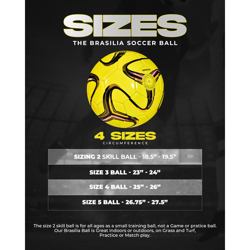 Brasilia Soccer Ball Size 5 - Training & Recreational Play by American Challenge - Variation 5, Lemon