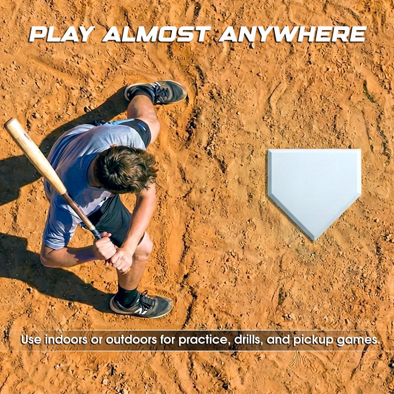 Heavy Duty Rubber Baseball Home Plate with Non-Slip Waffle Bottom - Indoor Outdoor