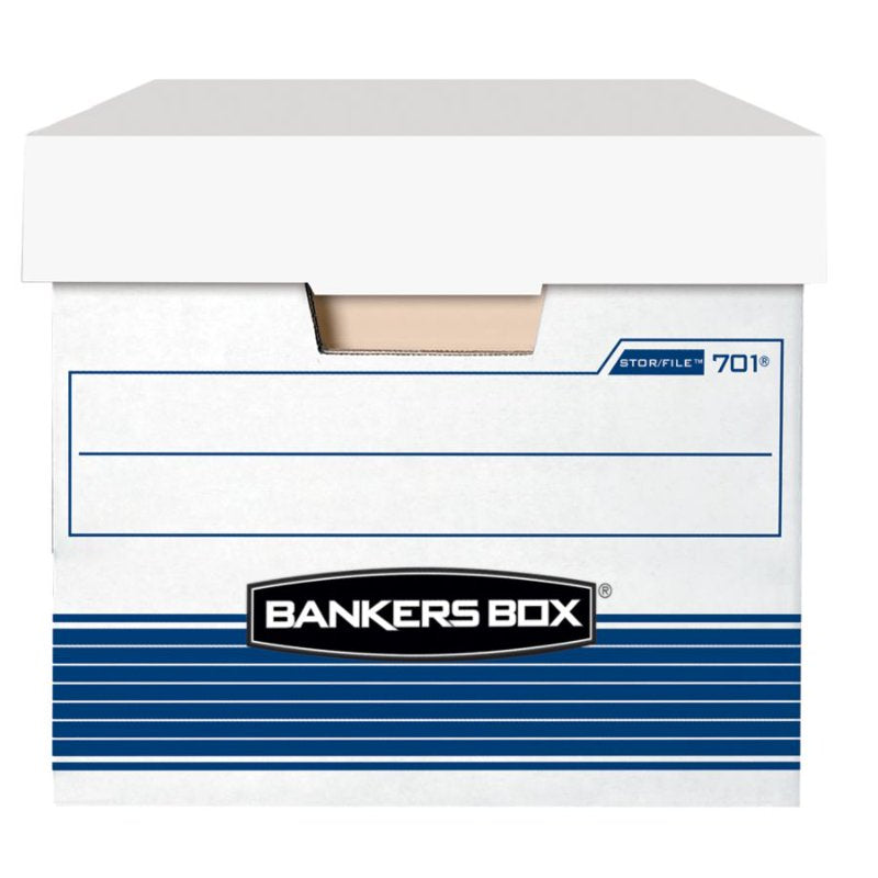 Medium-Duty File Storage Boxes 24x12x10 White Blue Case of 4