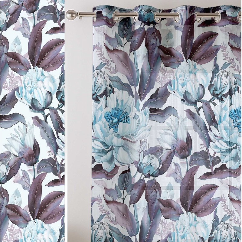 Sheer Curtains for Windows - Set of 2 Light Filtering Georgette Panel Drapes