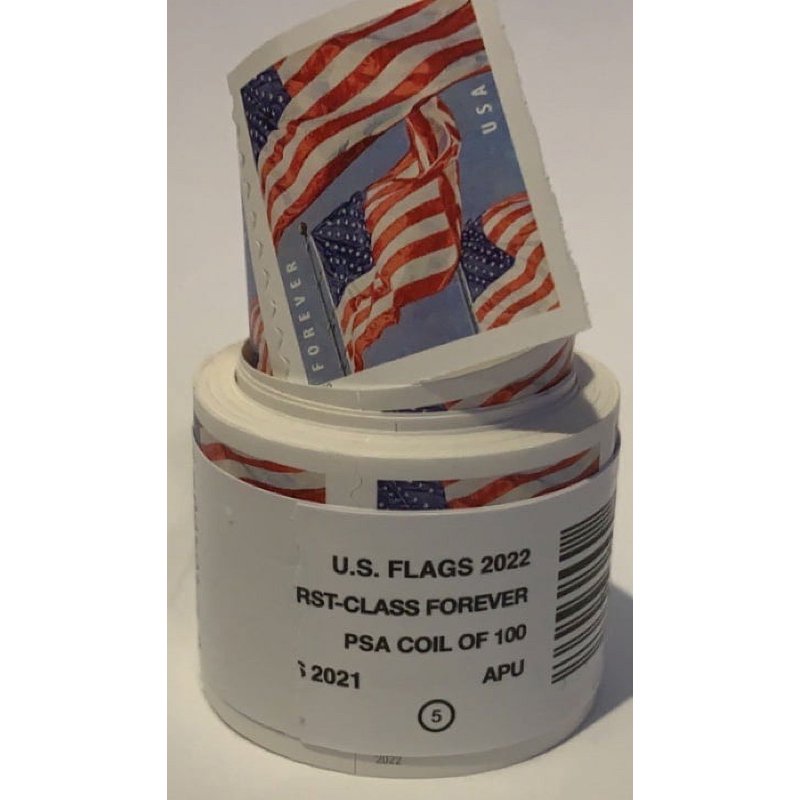USPS Forever Stamp Roll of 100 U.S. Flag 2022 - Official Postal Stamp