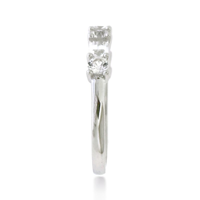 Sterling Silver White Sapphire Band Ring - Hypoallergenic Gift Jewelry